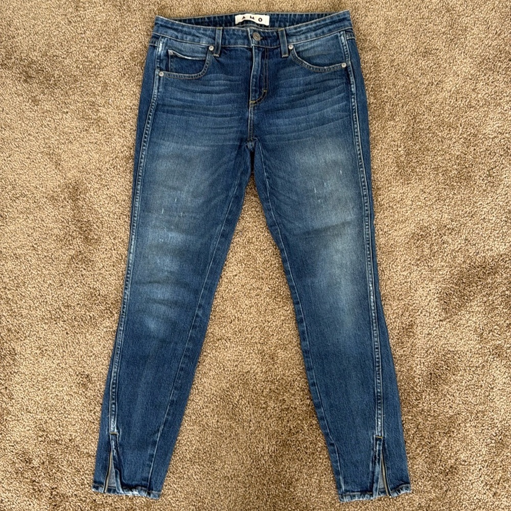 AMO Twist Zip Sapphire Wash Skinny Ankle Jeans - Picture 3 of 11
